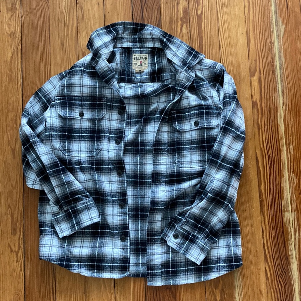 Men’s, red head brand black, white, gray flannel, medium